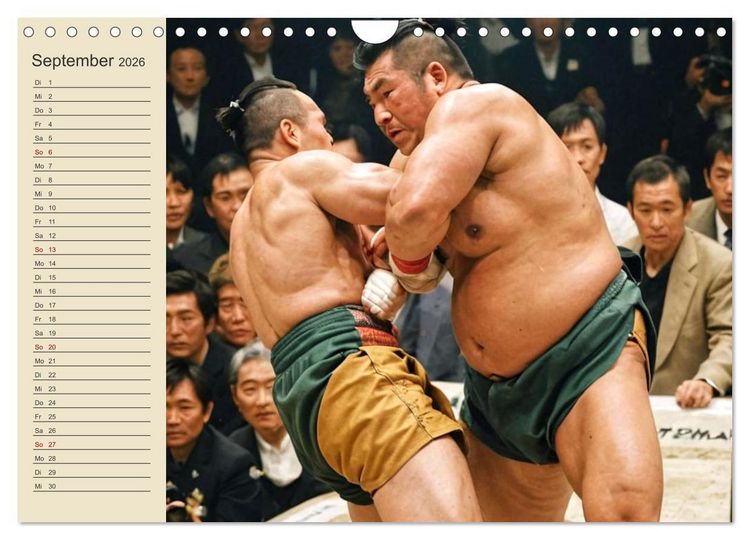 Produktbild: KI Sumo-K&auml;mpfer Im Ring der Giganten (Wandkalender 2026 DIN A4 quer), CALVENDO Monatskalender
