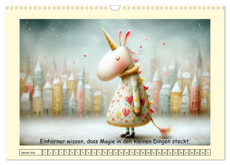 Produktbild: Einhornzauber. Liebliche Unicorn-Weisheiten (Wandkalender 2026 DIN A3 quer), CALVENDO Monatskalender