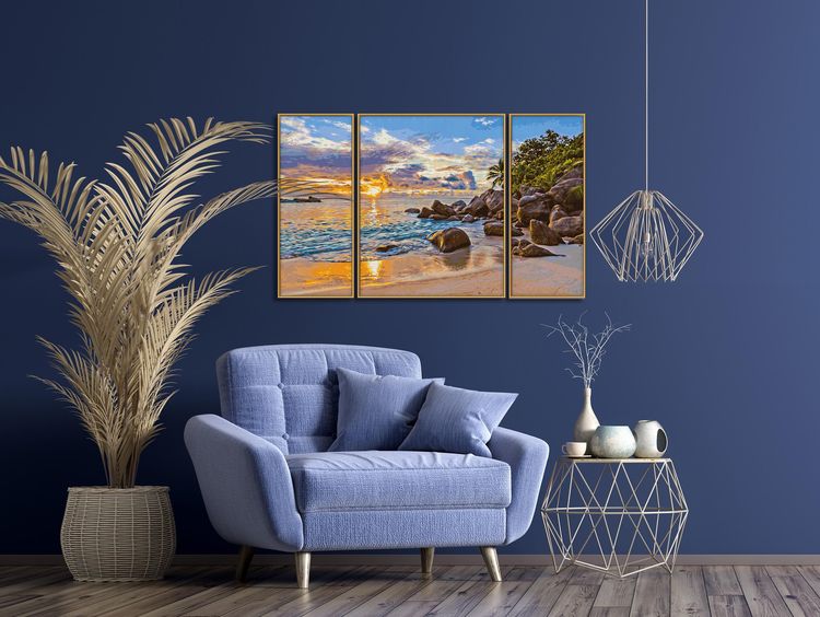 Schipper 609260906 - Malen nach Zahlen, Abendstimmung im Paradies, Triptychon, 50 x 80 cm