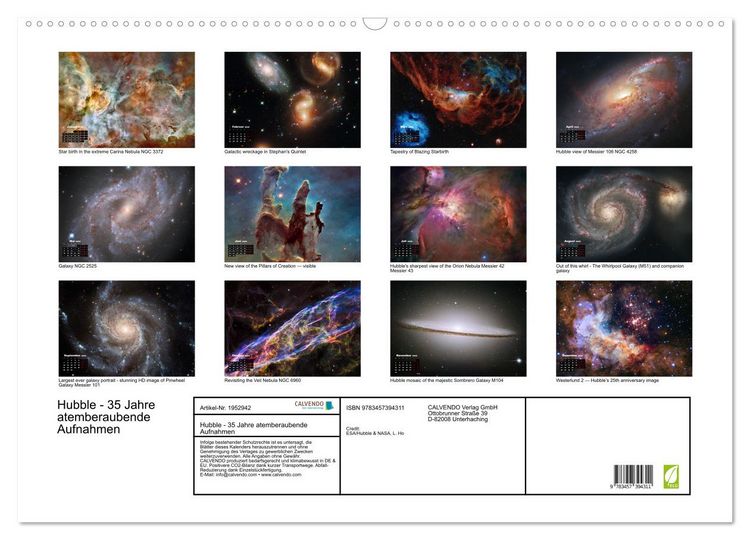 Produktbild: Hubble - 35 Jahre atemberaubende Aufnahmen (Wandkalender 2026 DIN A2 quer), CALVENDO Monatskalender