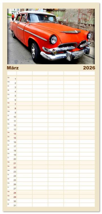 Produktbild: Familienplaner 2026 - DODGE '55 mit 5 Spalten (Wandkalender, 21 x 45 cm) CALVENDO