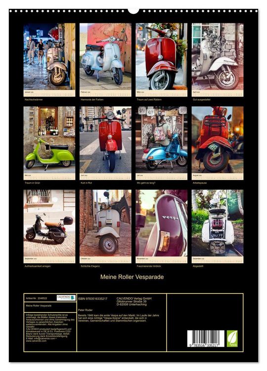 Produktbild: Meine Roller Vesparade (hochwertiger Premium Wandkalender 2026 DIN A2 hoch), Kunstdruck in Hochglanz