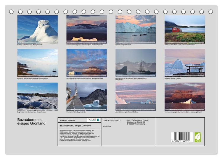Produktbild: Bezauberndes, eisiges Gr&ouml;nland (Tischkalender 2026 DIN A5 quer), CALVENDO Monatskalender