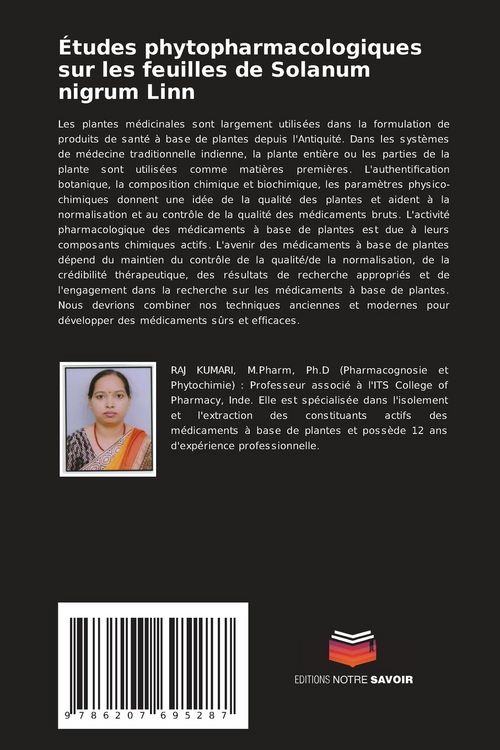 Produktbild: &Eacute;tudes phytopharmacologiques sur les feuilles de Solanum nigrum Linn