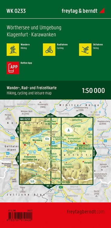 Produktbild: Freytag & berndt Wanderkarte WK 0233 W&ouml;rthersee und Umgebung, Klagenfurt - Karawanken 1:50.000