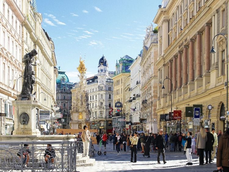 Produktbild: CALVENDO Puzzle Graben Wien, Prachtstra&szlig;e mit Pests&auml;ule und Josefsbrunnen | 1000 Teile Lege-Gr&ouml;&szlig;e 64x48cm Foto-Puzzle f&uuml;r gl&uuml;ckliche Stunden