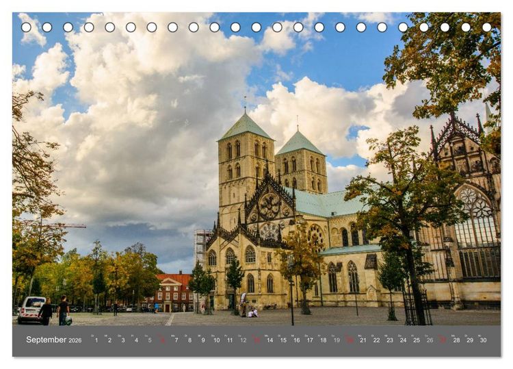 Produktbild: Leuchtendes M&uuml;nster 2026 - die Metropole Westfalens (Tischkalender 2026 DIN A5 quer), CALVENDO Monatskalender
