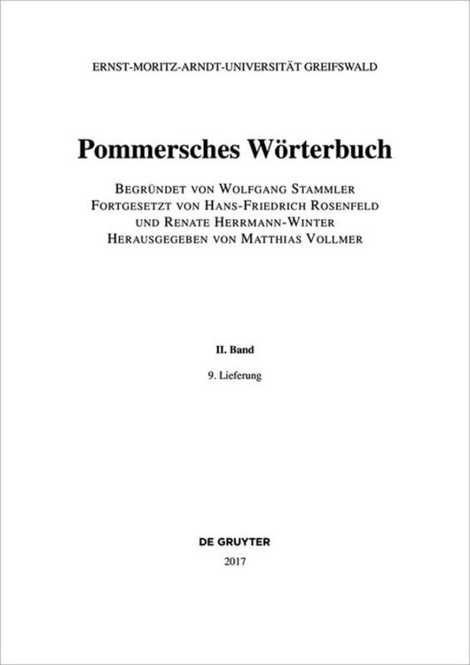 Produktbild: Pommersches W&ouml;rterbuch. Band II, 9. Lieferung