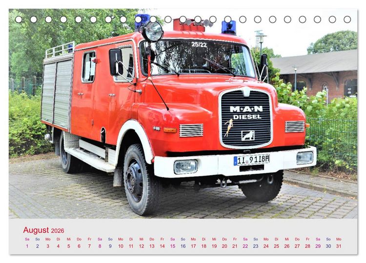 Produktbild: Oldtimer-FEUERWEHR (Tischkalender 2026 DIN A5 quer), CALVENDO Monatskalender