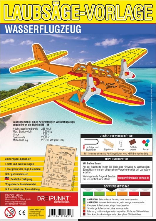 Produktbild: Laubs&auml;gevorlage Wasserflugzeug