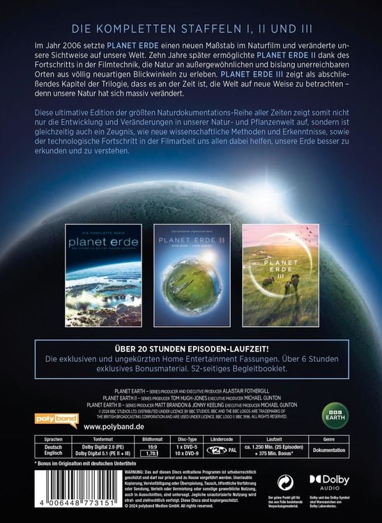 Produktbild: PLANET ERDE - Die komplette Kollektion - Die kompletten Staffeln I, II und III in einer Box [11 DVDs]