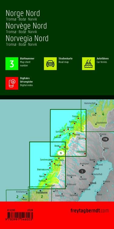Produktbild: Freytag & berndt Stra&szlig;enkarte Norwegen Nord, Troms&oslash; - Bod&oslash; - Narvik 1:400.000