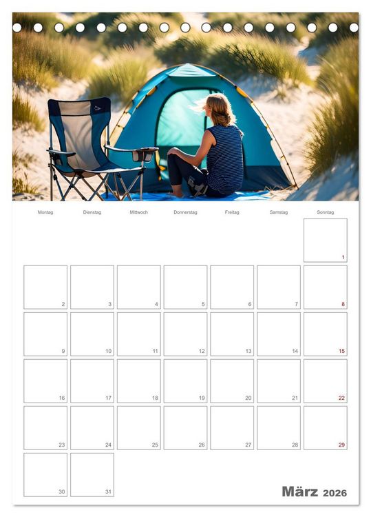Produktbild: Dein Campingplaner - KI generierte Campingtr&auml;ume (Tischkalender 2026 DIN A5 hoch), CALVENDO Monatskalender
