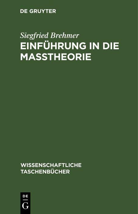 Produktbild: Einf&uuml;hrung in die Ma&szlig;theorie