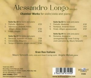 Produktbild: Longo:Chamber Music for Violin/Viola & Piano