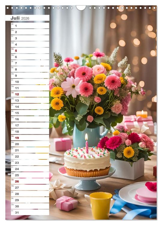 Produktbild: Festliche Momente - Ein Jahr mit KI Geburtstagen (Wandkalender 2026 DIN A3 hoch), CALVENDO Monatskalender
