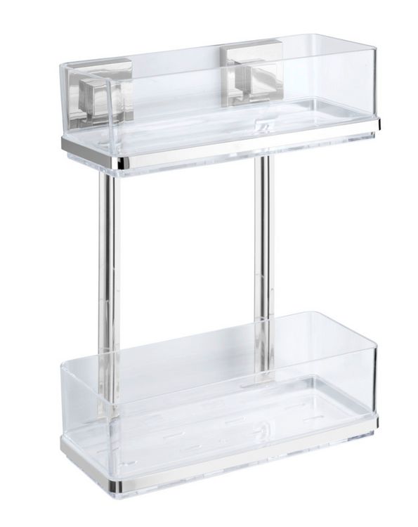 Produktbild: Vacuum-Loc&reg; Wandregal 2 Etagen Mod. Quadro Edelstahl, Befestigen ohne bohren