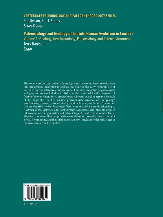 Produktbild: Paleontology and Geology of Laetoli: Human Evolution in Context