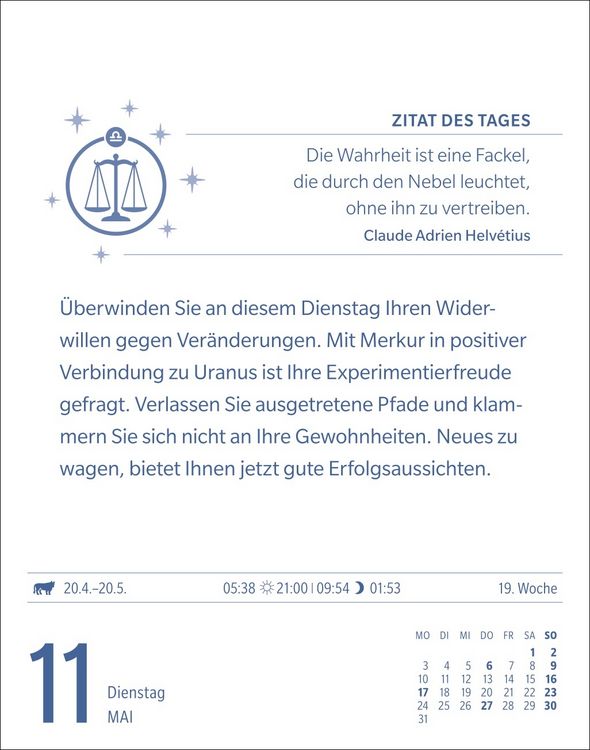 Produktbild: Waage Sternzeichenkalender 2027 - Tagesabrei&szlig;kalender - Ihr Horoskop f&uuml;r jeden Tag