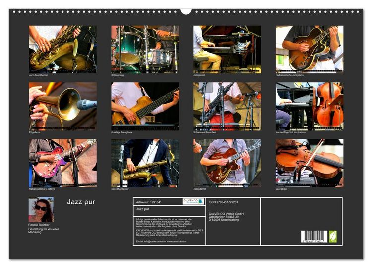 Produktbild: Jazz pur (Wandkalender 2026 DIN A2 quer), CALVENDO Monatskalender