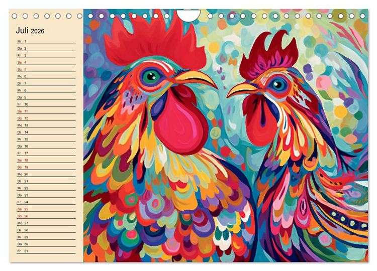 Produktbild: Kunterbunte V&ouml;gel (Wandkalender 2026 DIN A4 quer), CALVENDO Monatskalender