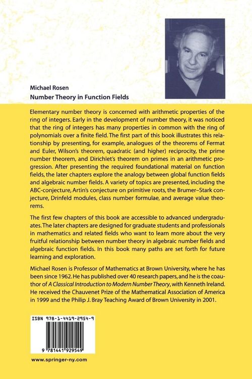 Produktbild: Number Theory in Function Fields