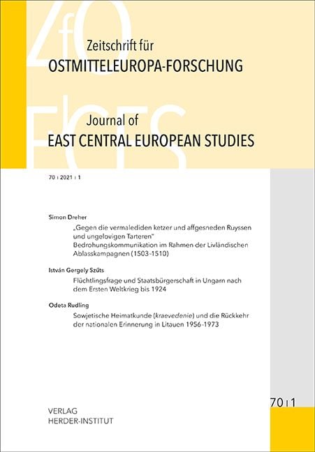 Produktbild: Zeitschrift f&uuml;r Ostmitteleuropa-Forschung (ZfO) 70/1 / Journal of East Central European Studies (JECES)