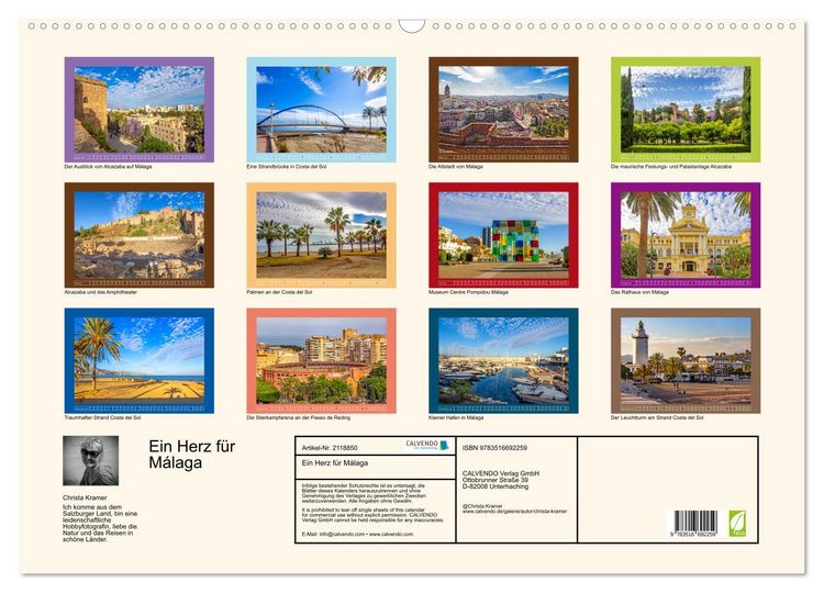 Produktbild: Ein Herz f&uuml;r M&aacute;laga (Wandkalender 2026 DIN A2 quer), CALVENDO Monatskalender