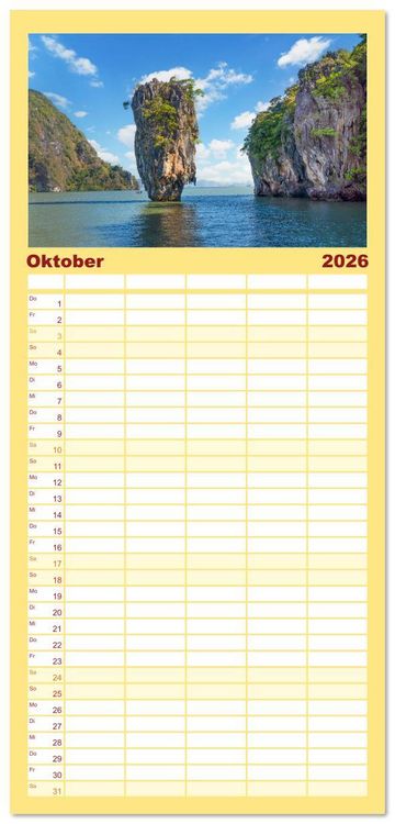 Produktbild: Familienplaner 2026 - Thailand - Die Sch&ouml;nheit Asiens mit 5 Spalten (Wandkalender, 21 x 45 cm) CALVENDO