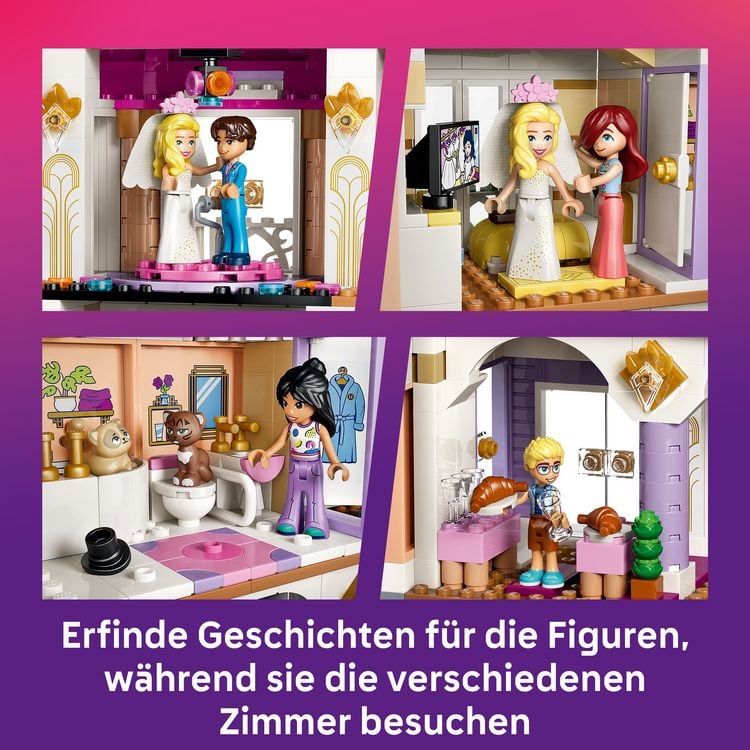 Produktbild: LEGO Friends 42704 Das Grandhotel von Heartlake City, Spielset mit 6 Spielfiguren und 2 Katzen