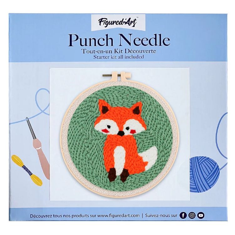 Produktbild: Punch Needle Figured'Art 20x20 cm Fuchs, DIY Stickerei mit Nadel und Wolle