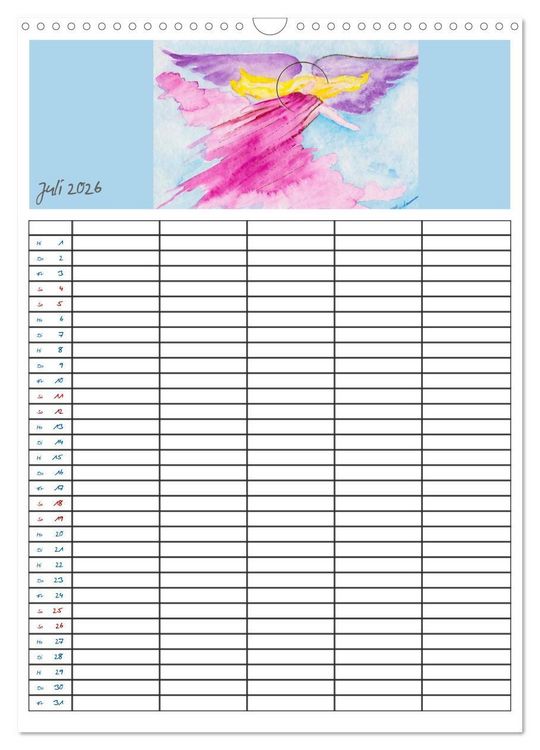 Produktbild: Engelhafter Familienplaner (Wandkalender 2026 DIN A3 hoch), CALVENDO Monatskalender