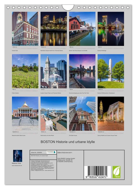 Produktbild: BOSTON Historie und urbane Idylle (Wandkalender 2026 DIN A4 hoch), CALVENDO Monatskalender
