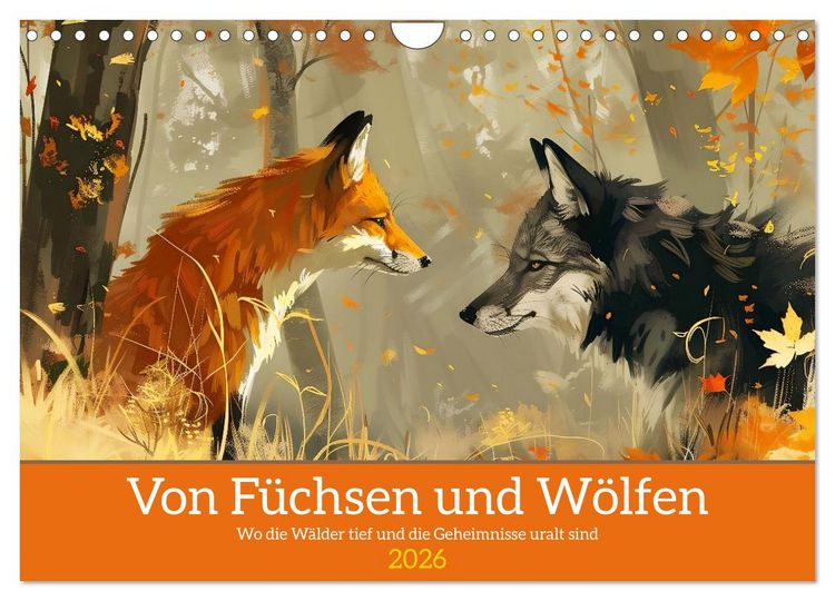 Produktbild: Von F&uuml;chsen und W&ouml;lfen (Wandkalender 2026 DIN A4 quer), CALVENDO Monatskalender