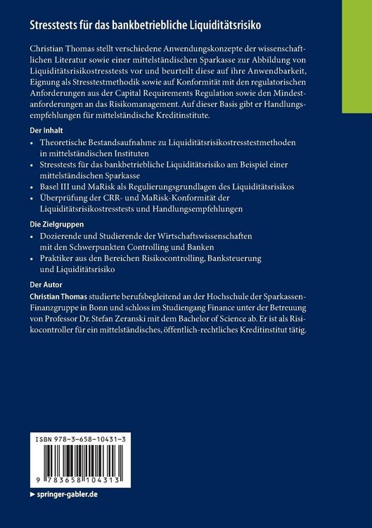 Produktbild: Stresstests f&uuml;r das bankbetriebliche Liquidit&auml;tsrisiko