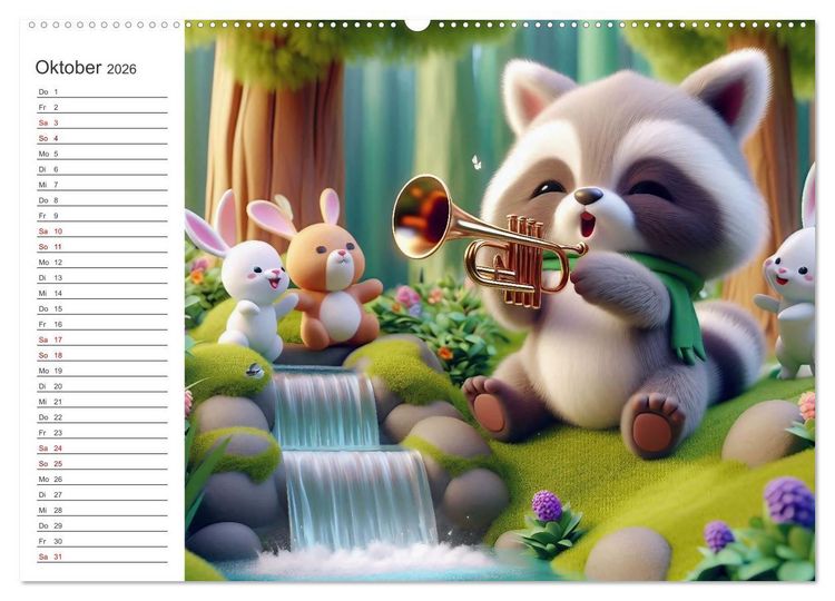 Produktbild: Musikalische Waldtiere (hochwertiger Premium Wandkalender 2026 DIN A2 quer), Kunstdruck in Hochglanz
