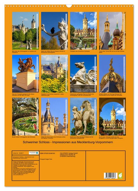 Produktbild: Schweriner Schloss - Impressionen aus Mecklenburg-Vorpommern (Wandkalender 2026 DIN A2 hoch), CALVENDO Monatskalender