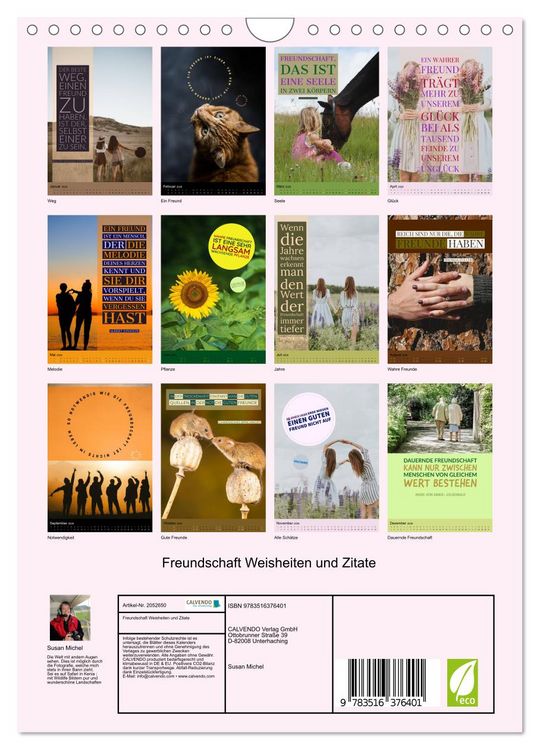 Produktbild: Freundschaft Weisheiten und Zitate (Wandkalender 2026 DIN A4 hoch), CALVENDO Monatskalender