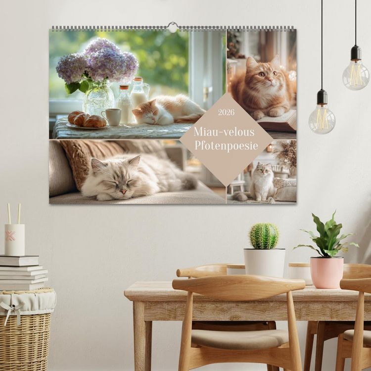 Produktbild: Miau-velous Pfotenpoesie (Wandkalender 2026 DIN A2 quer), CALVENDO Monatskalender