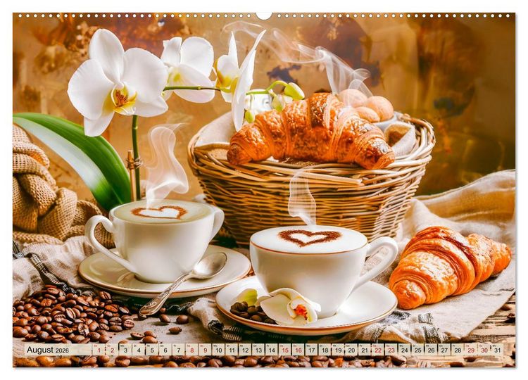 Produktbild: Cappuccino, Latte und mehr - Der gro&szlig;e Kaffeekalender (Wandkalender 2026 DIN A2 quer), CALVENDO Monatskalender