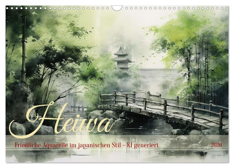 Produktbild: Heiwa - Friedliche Aquarelle im japanischen Stil (Wandkalender 2026 DIN A3 quer), CALVENDO Monatskalender