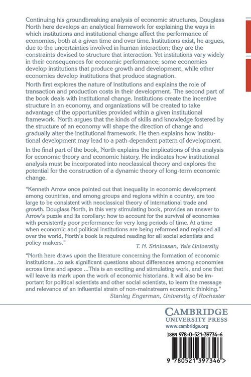 Produktbild: Institutions, Institutional Change and Economic Performance
