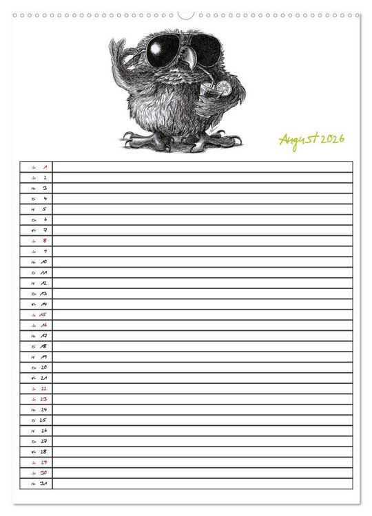 Produktbild: Tieronisch Eulen (Wandkalender 2026 DIN A2 hoch), CALVENDO Monatskalender