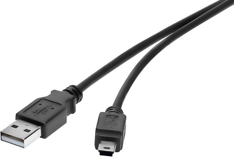 Produktbild: Renkforce USB-Kabel USB 2.0 USB-A Stecker, USB-Mini-B Stecker 0.30 m Schwarz vergoldete Steckkontakte RF-4455807
