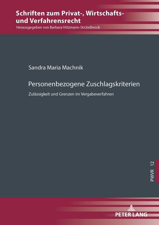 Produktbild: Personenbezogene Zuschlagskriterien