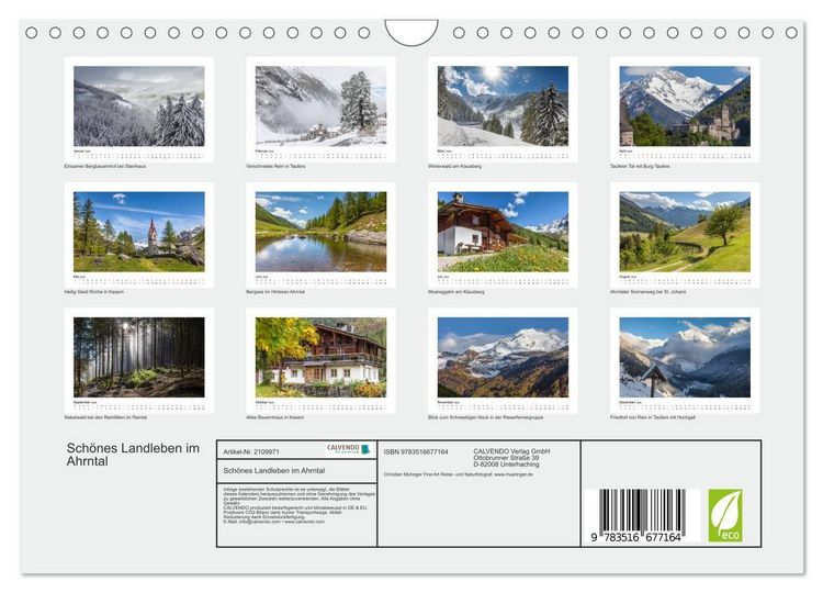 Produktbild: Sch&ouml;nes Landleben im Ahrntal (Wandkalender 2026 DIN A4 quer), CALVENDO Monatskalender