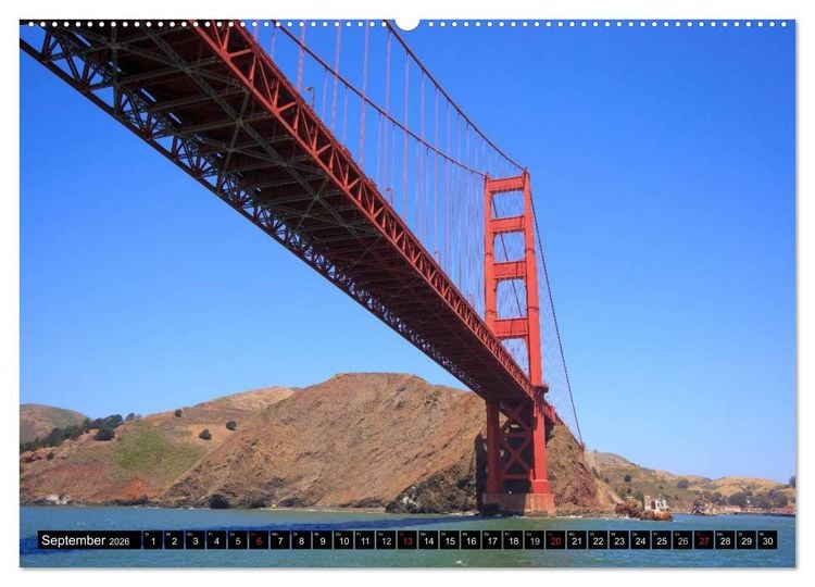 Produktbild: Golden Gate Bridge (hochwertiger Premium Wandkalender 2026 DIN A2 quer), Kunstdruck in Hochglanz