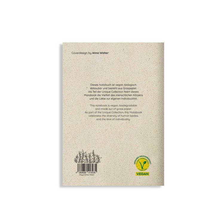 Produktbild: Notizheft A5 blanko aus Graspapier &ndash; Maya &ndash; Farbe: Melon &ndash; matabooks