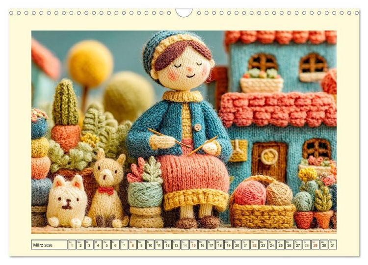 Produktbild: Wollige Maschenwelt. Gestrickte Harmonie f&uuml;r gem&uuml;tliche Momente (Wandkalender 2026 DIN A3 quer), CALVENDO Monatskalender