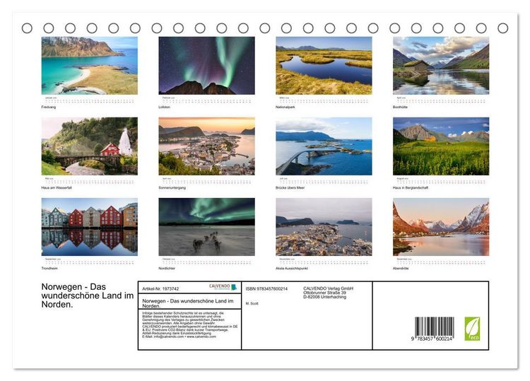 Produktbild: Norwegen - Das wundersch&ouml;ne Land im Norden. (Tischkalender 2026 DIN A5 quer), CALVENDO Monatskalender